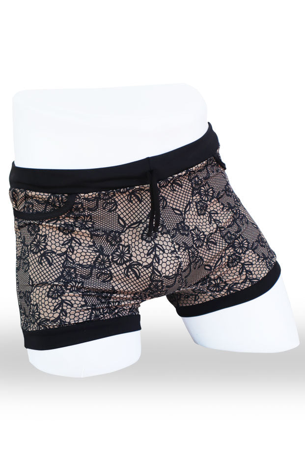 Black Lace Illusion Trunks