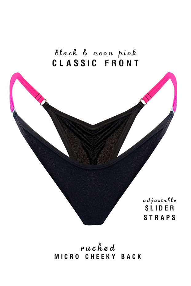 Adjustable Micro Cheeky Bottoms (Black)